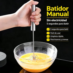 【 Conjunto de 2 piezas】Batidor de huevos semiautomático de acero inoxidable