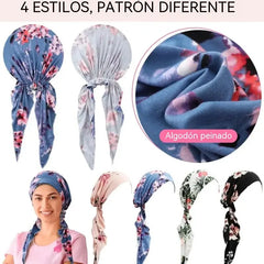 👒 ¡50% DE DESCUENTO POR TIEMPO LIMITADO! ✨ Turbante con estampado floral para mujer, preanudado – Suave, elástico y versátil 🌸