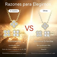 ✨💎Conjunto de collar y pendientes de trébol de cuatro hojas de moissanita