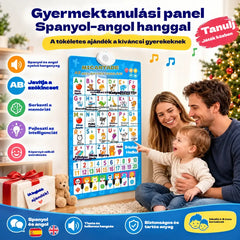 🔊 Kétnyelvű Beszélő Oktató Táblázat (spanyol-angol) | Hangos Ábécé (26/27 Betű) | Luxus Ajándékkészlet Gyermekeknek 🎁