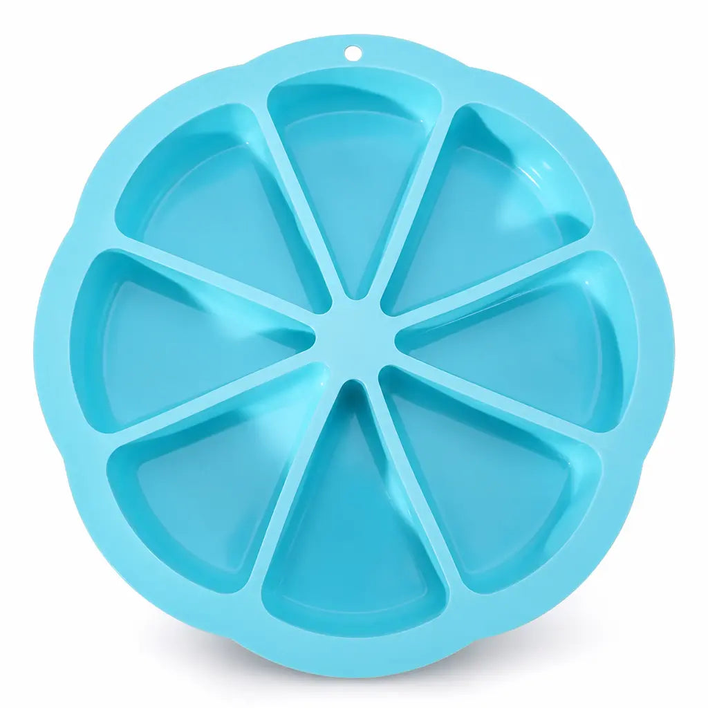 🍰 Molde triangular de silicona de 8 cavidades – 23 cm de diámetro, fácil de desmoldar, disponible en 3 colores. ¡Perfecto para preparar postres individuales! ✨🎂