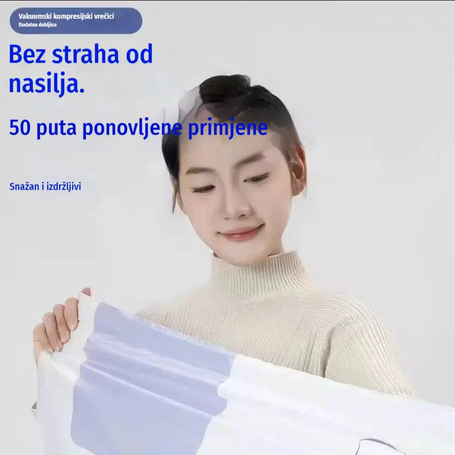 🧳【Set od 5 dijelova 29 eura】💨 Velika, stlačiva vakuumska vrećica za pohranu: nije potrebna pumpa, nepropusna je i idealna za uštedu prostora u koferima i kod kuće ✈️